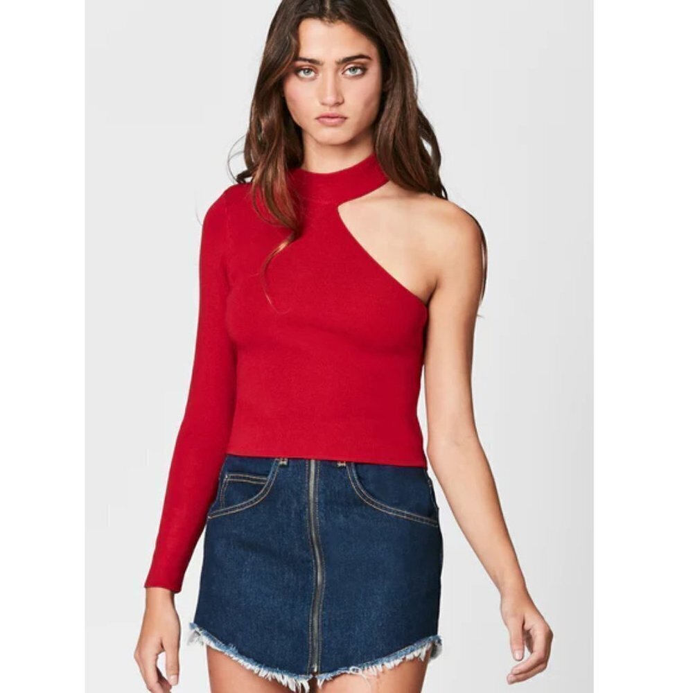 Carmar Cut Out Shoulder One Shoulder Knit Top Red Small Night Out Party Dress Up